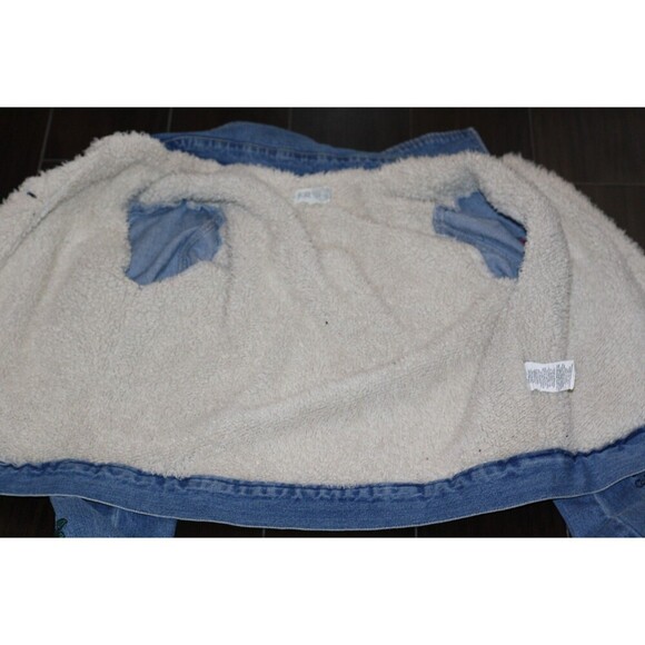 Women’s Jolt Jeans Embroidered Shearling Denim Button Jean Jacket Size Med - Picture 12 of 16